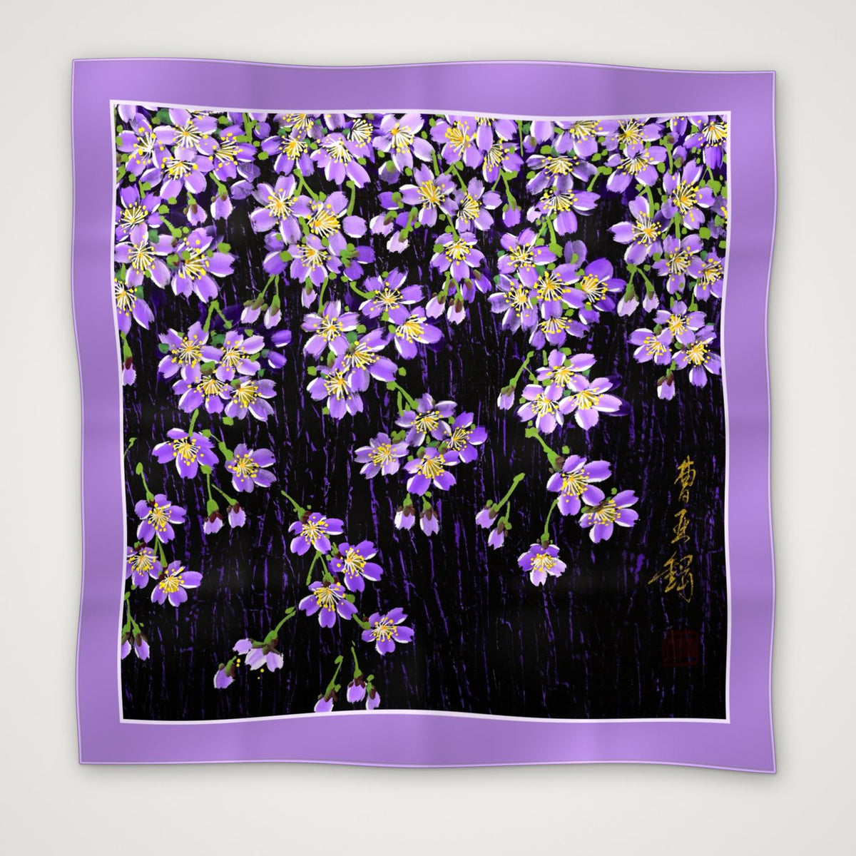 Night Blossom 桜流し — cherry blossom silk scarf
