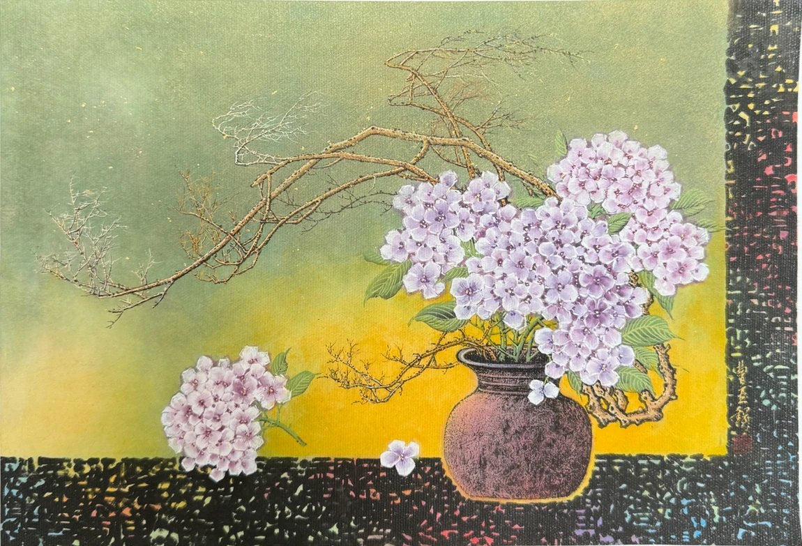 Sou A Kou Summer ikebana painting reproduced as Japanese floral wall art